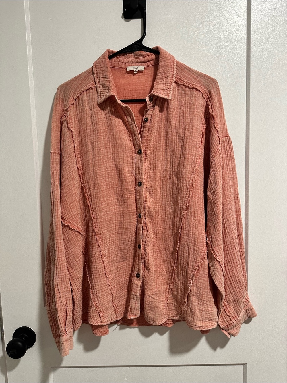 easel Dusty Rose Button-Down Gauze Shirt